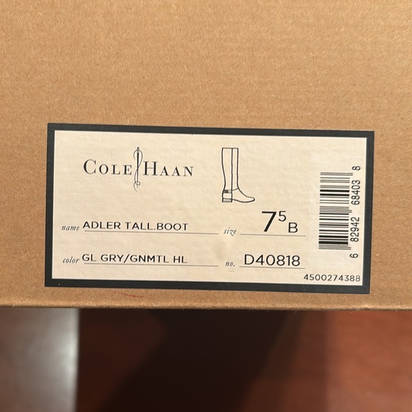 Cole Haan 7.5 Adler Tall Boots gray/brown - Picture 6 of 6